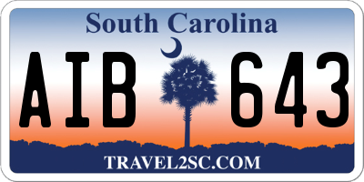 SC license plate AIB643