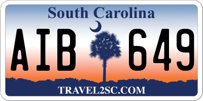 SC license plate AIB649