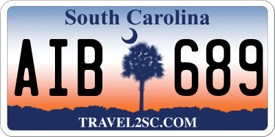 SC license plate AIB689