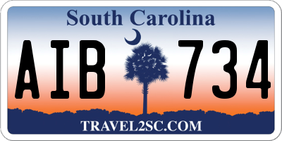 SC license plate AIB734