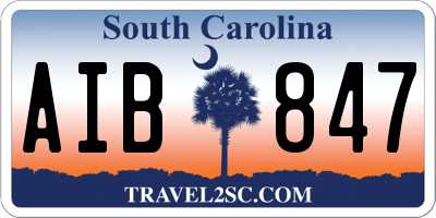 SC license plate AIB847