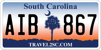 SC license plate AIB867