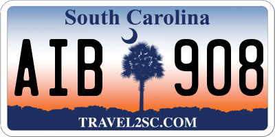 SC license plate AIB908