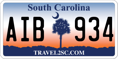 SC license plate AIB934