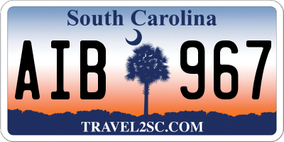 SC license plate AIB967