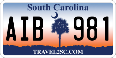 SC license plate AIB981