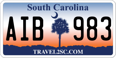 SC license plate AIB983