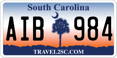 SC license plate AIB984