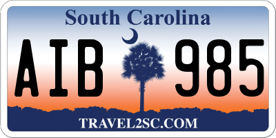 SC license plate AIB985