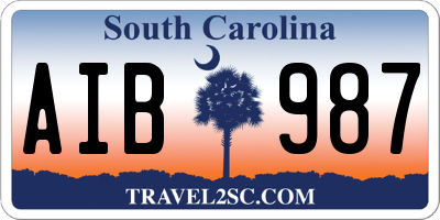 SC license plate AIB987