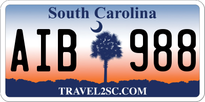 SC license plate AIB988
