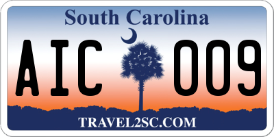SC license plate AIC009