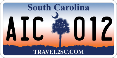 SC license plate AIC012