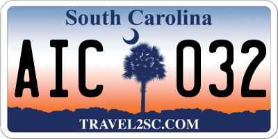 SC license plate AIC032