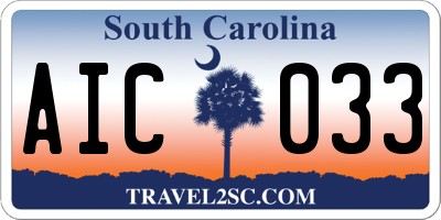 SC license plate AIC033