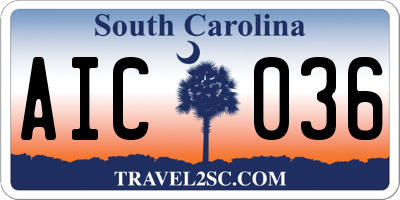 SC license plate AIC036