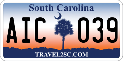 SC license plate AIC039