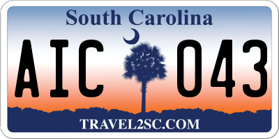 SC license plate AIC043