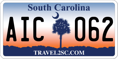 SC license plate AIC062