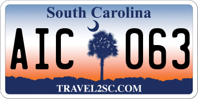 SC license plate AIC063