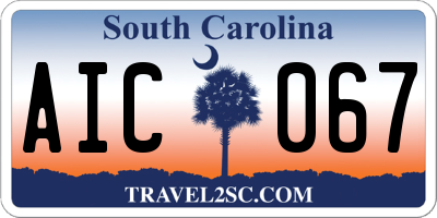 SC license plate AIC067