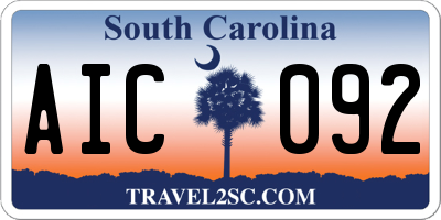 SC license plate AIC092