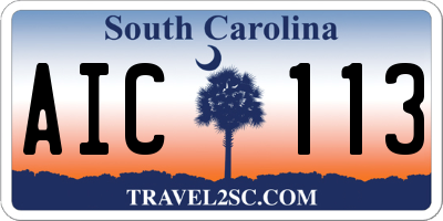 SC license plate AIC113