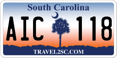SC license plate AIC118