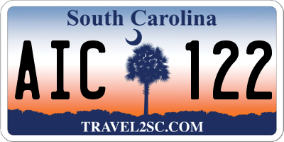 SC license plate AIC122