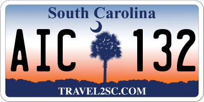 SC license plate AIC132