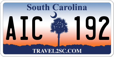 SC license plate AIC192