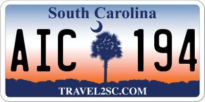 SC license plate AIC194