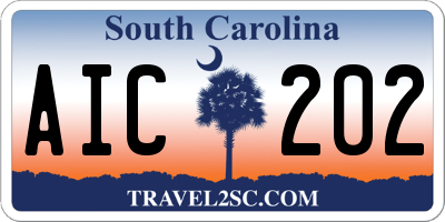 SC license plate AIC202