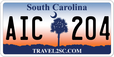 SC license plate AIC204
