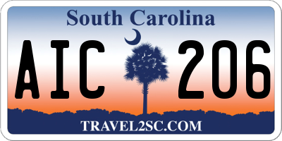 SC license plate AIC206