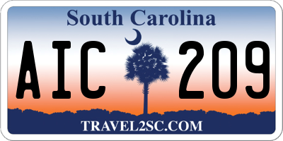 SC license plate AIC209