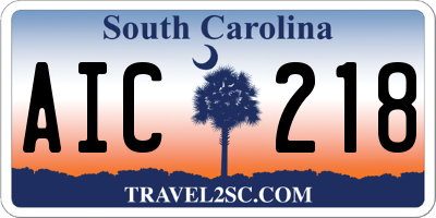 SC license plate AIC218