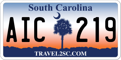 SC license plate AIC219