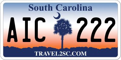 SC license plate AIC222