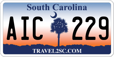 SC license plate AIC229