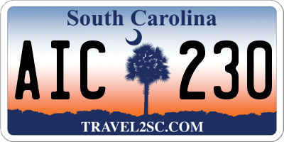 SC license plate AIC230