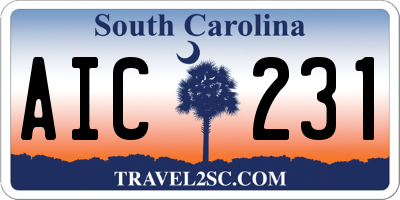 SC license plate AIC231