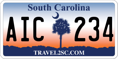 SC license plate AIC234