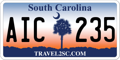 SC license plate AIC235