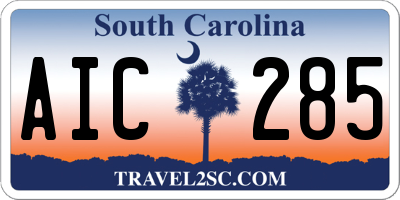 SC license plate AIC285