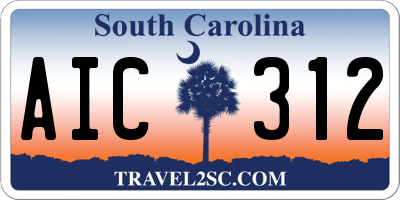 SC license plate AIC312