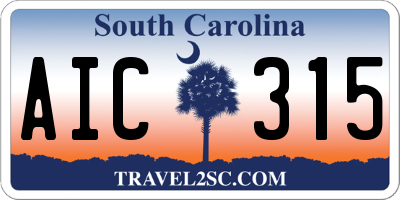 SC license plate AIC315
