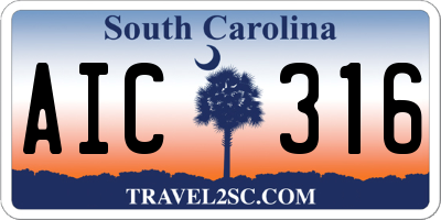 SC license plate AIC316
