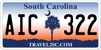 SC license plate AIC322