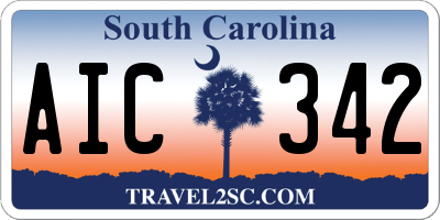 SC license plate AIC342